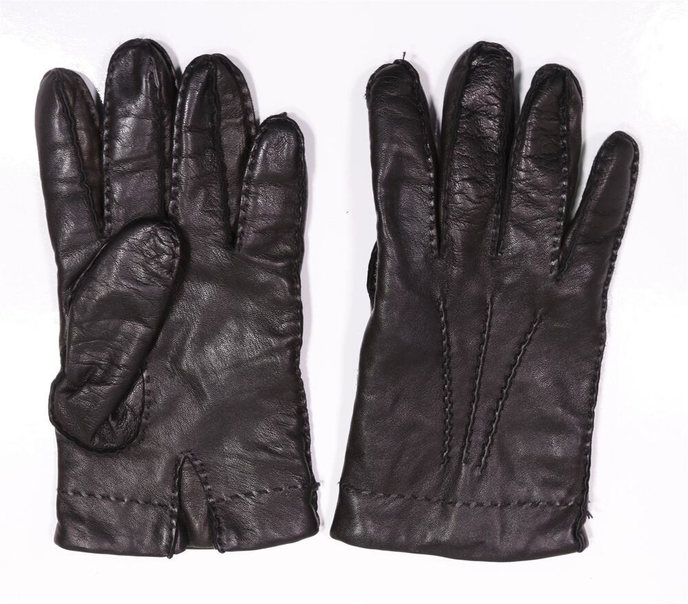 Brooks Brothers Black Genuine Leather 100% Cashmere Lined Gloves Made in Italy